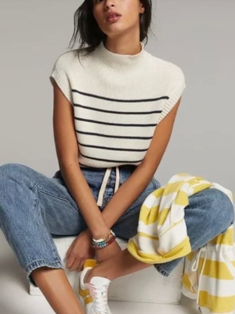Maeve Mock Neck Sweater Tee Size S